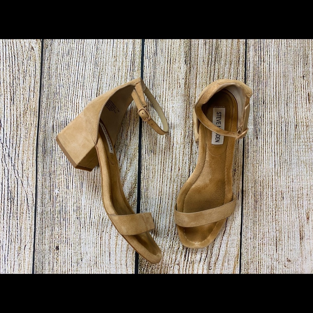Steve Madden Tan Suede Irenee Block Heel